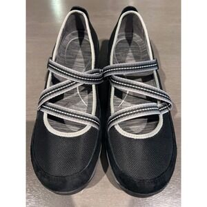 Dansko Hazel Black Mesh Suede Crisscross Strap Mary Jane Flats Women's Size 39